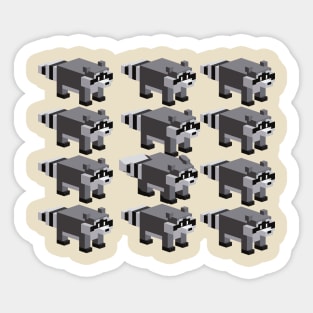 pixels raccoon Sticker